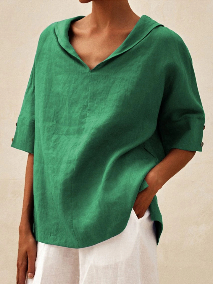 Women's Casual V-neck Linen Shirt