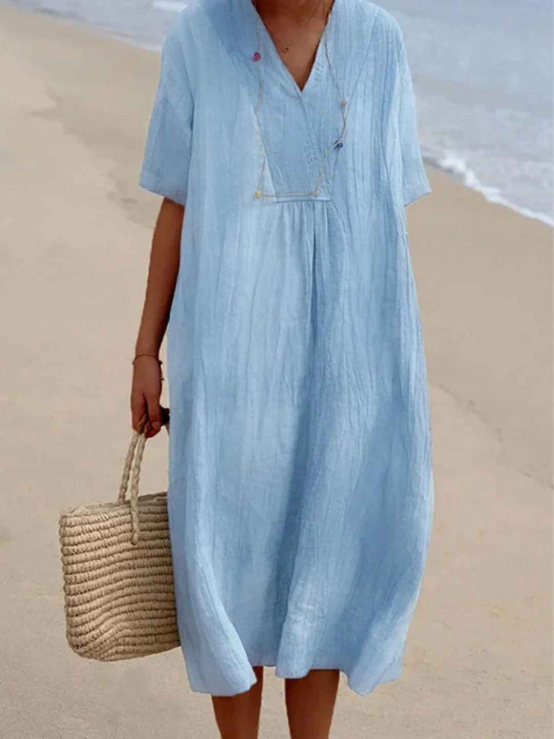Women's Solid Color  Short Sleeve Dress