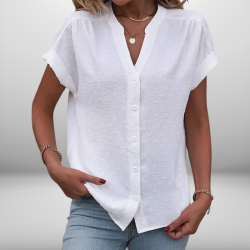 Leilani™ - TOP with white Swiss dots and buttons