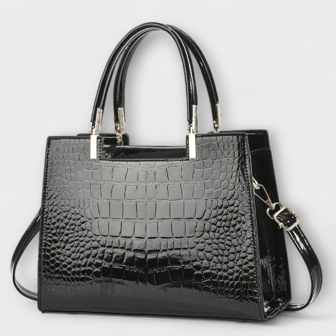 Janne | Glossy Croc Patterned Handbag