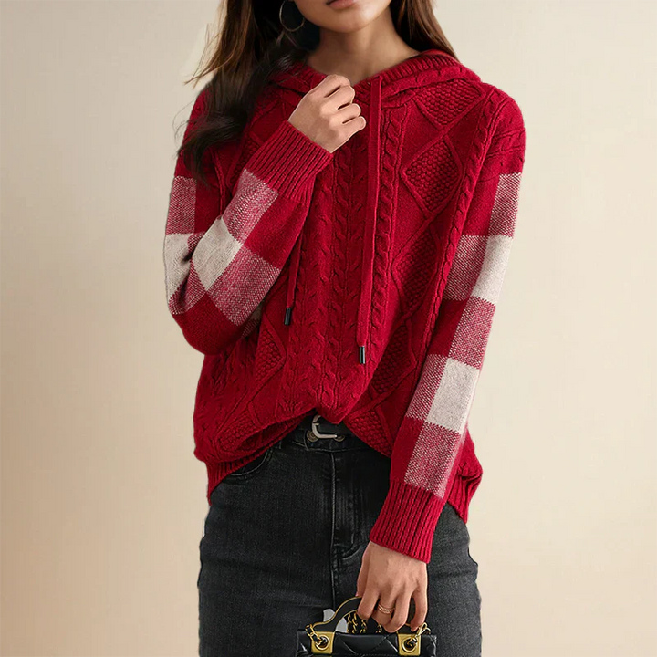 Sophia – Cozy Cable Knit Hoodie for Effortless Everyday Warmth