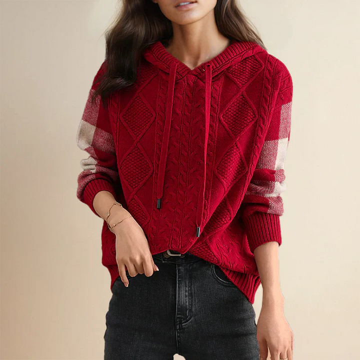 Sophia – Cozy Cable Knit Hoodie for Effortless Everyday Warmth